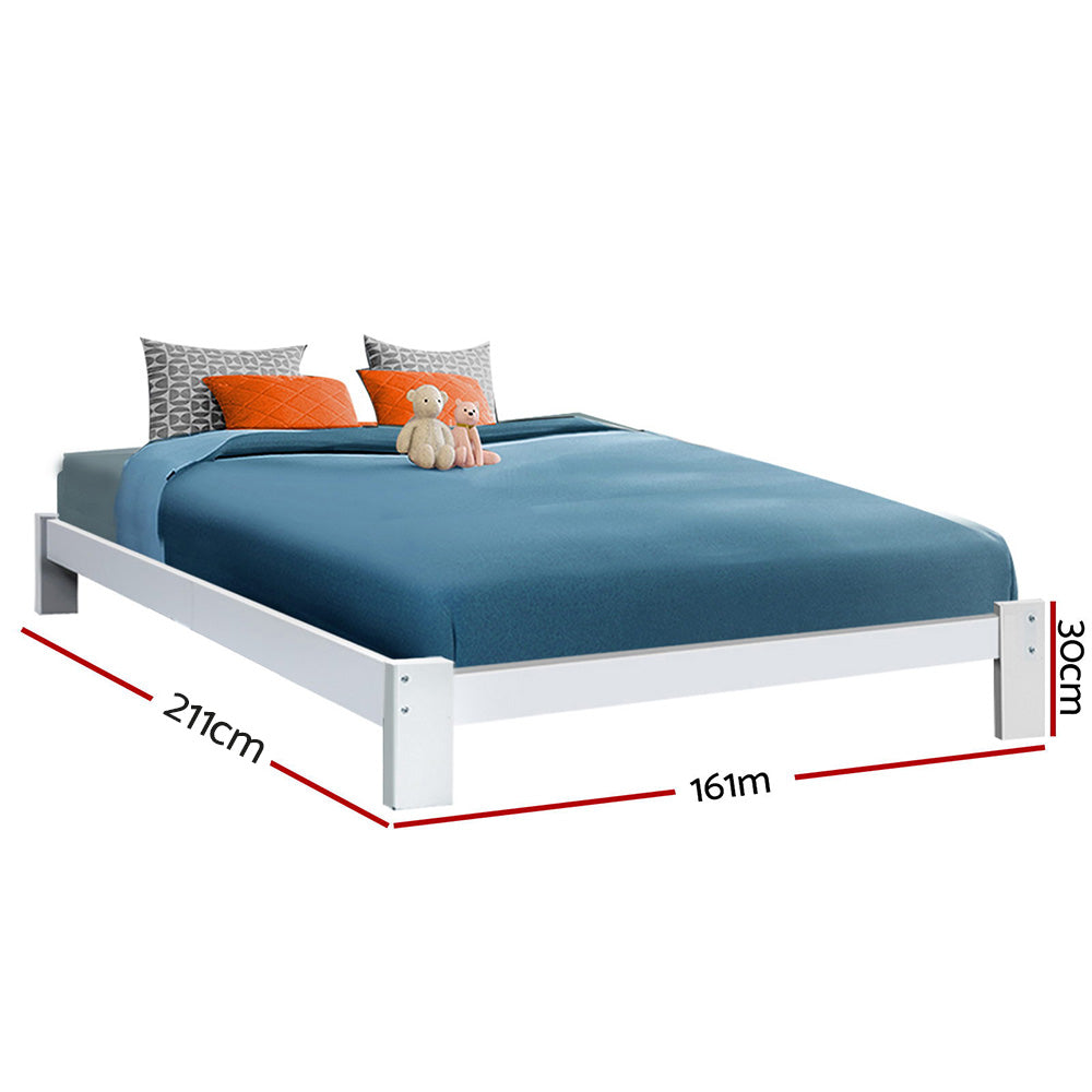 Queen Size Bed Frame - White Wood