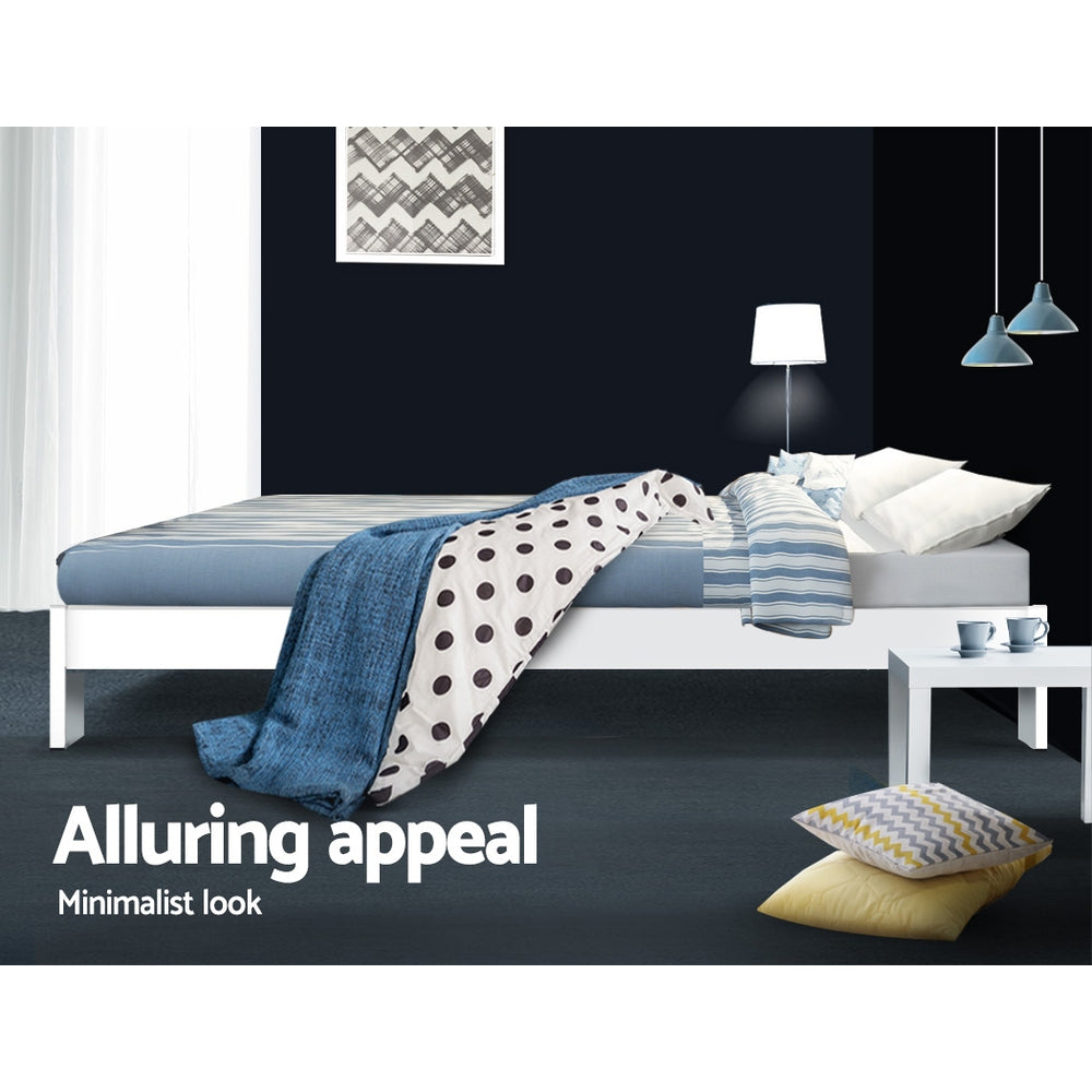 Queen Size Bed Frame - White Wood