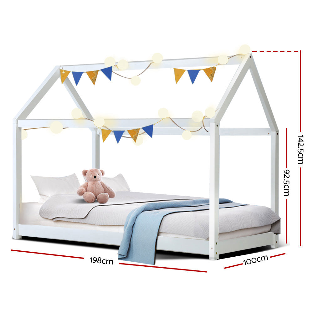 Single Size Bed Frame House Design - White