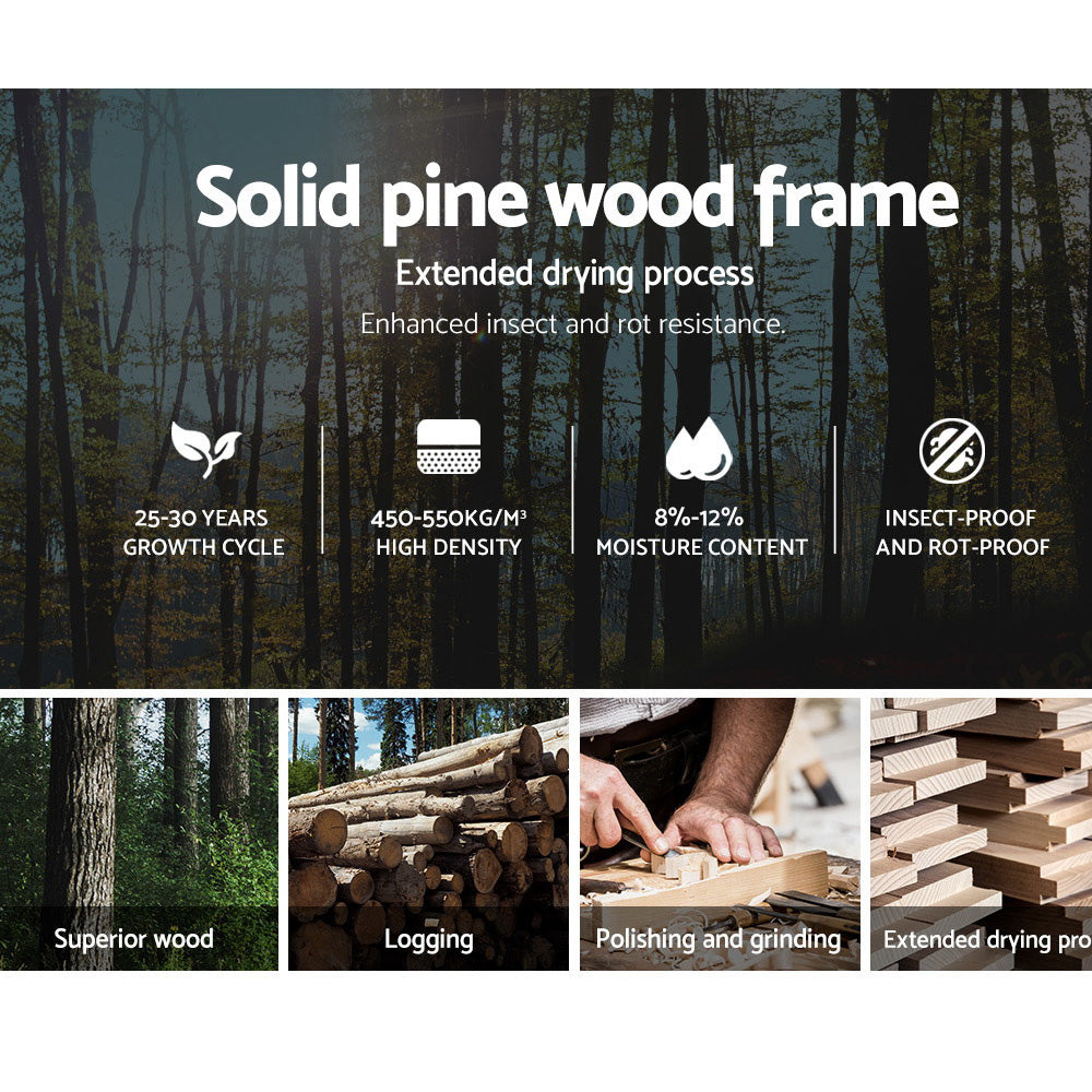 King Single Bed Frame - White Wood