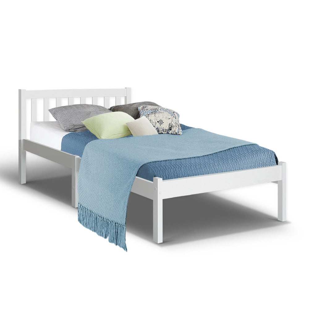 Single Wooden Bed Frame - White