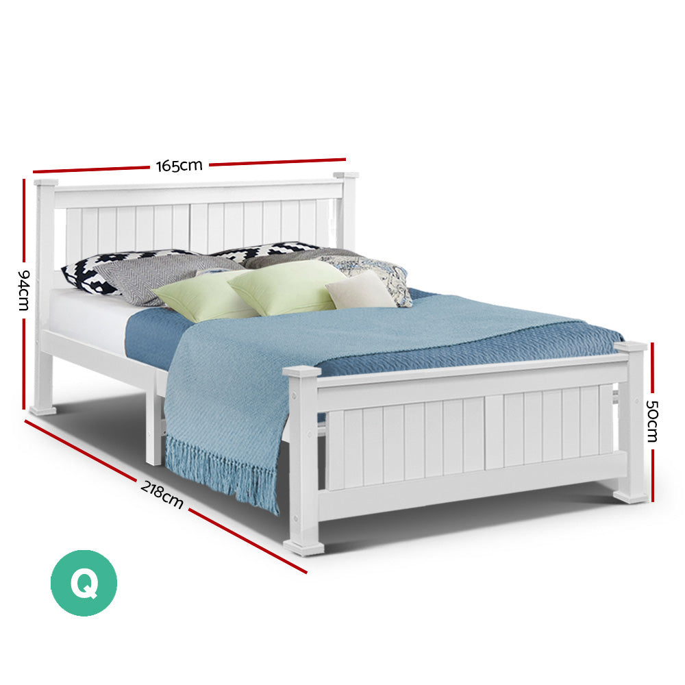 Queen White Wood Bed Frame