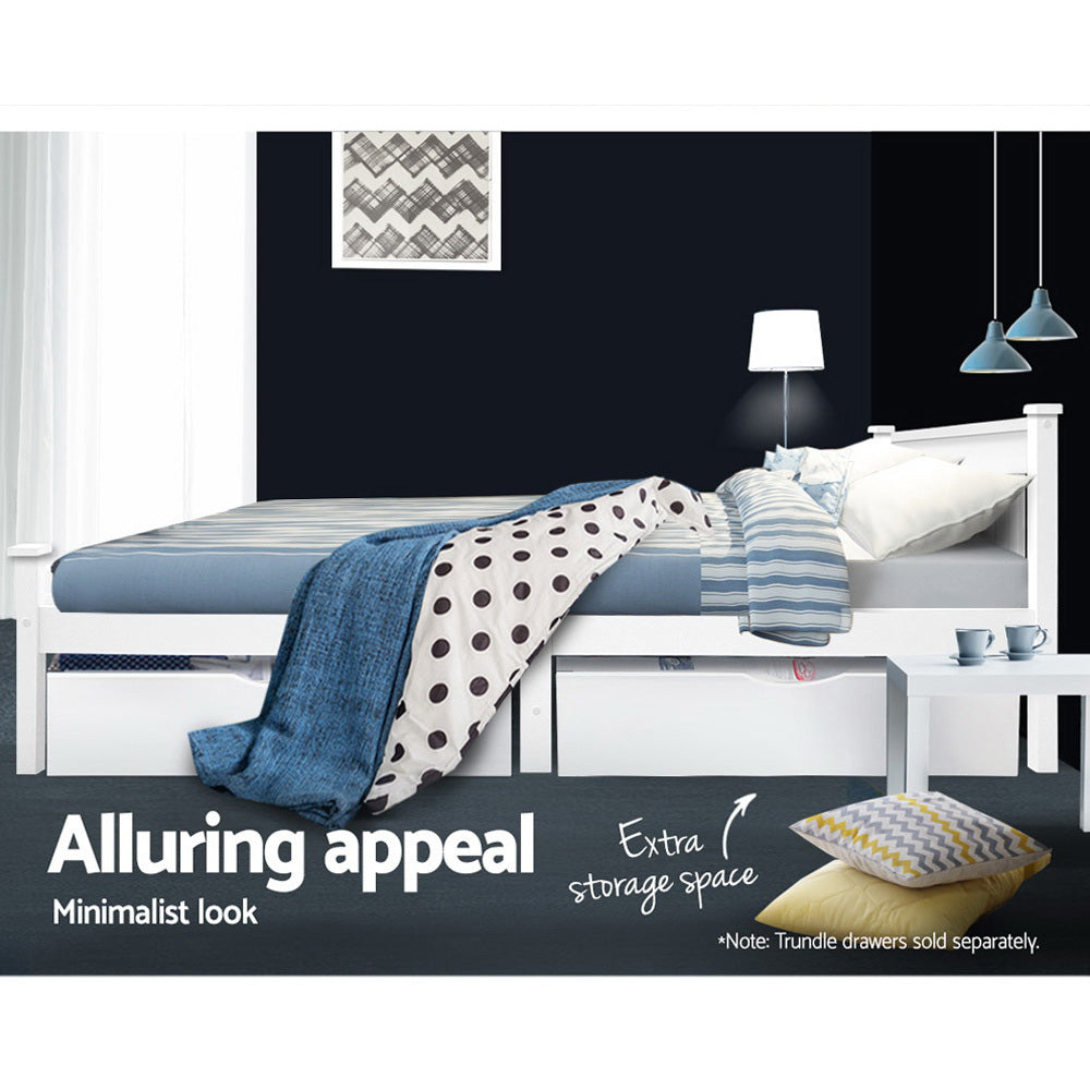Queen White Wood Bed Frame