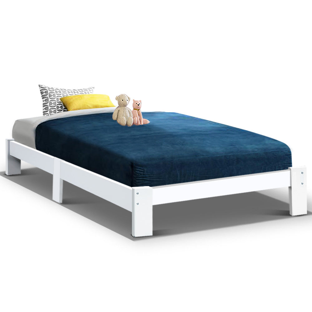 Single Size Bed Frame - Wood and White