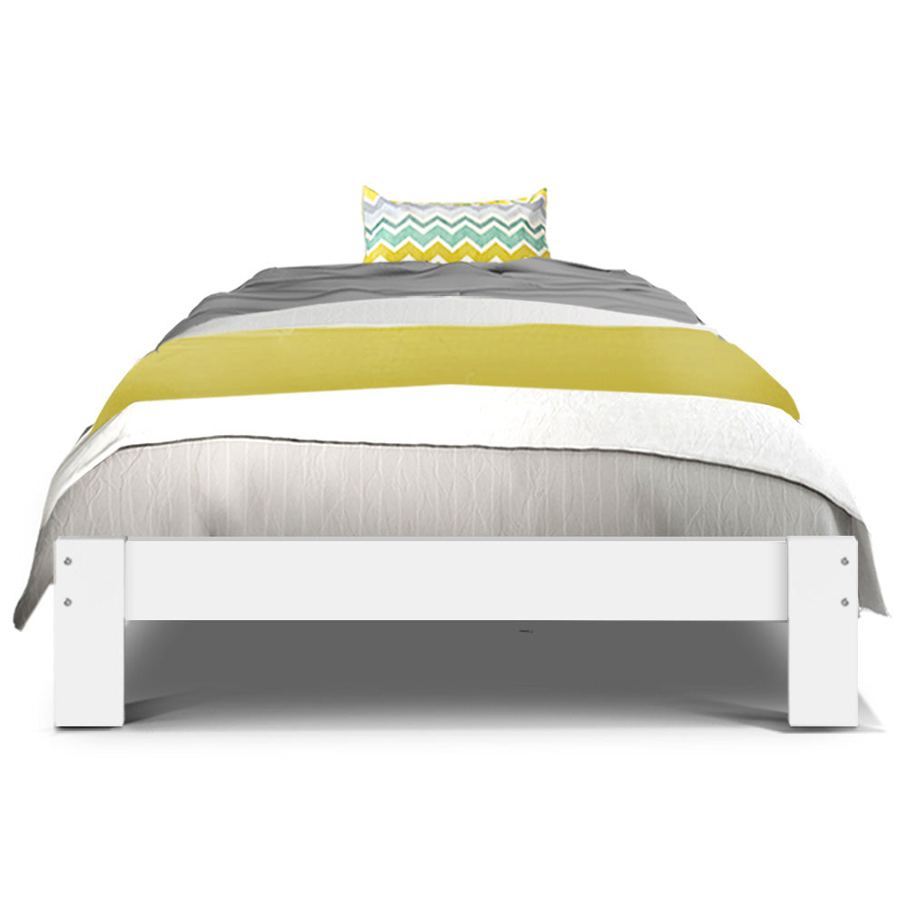 Single Size Bed Frame - Wood and White