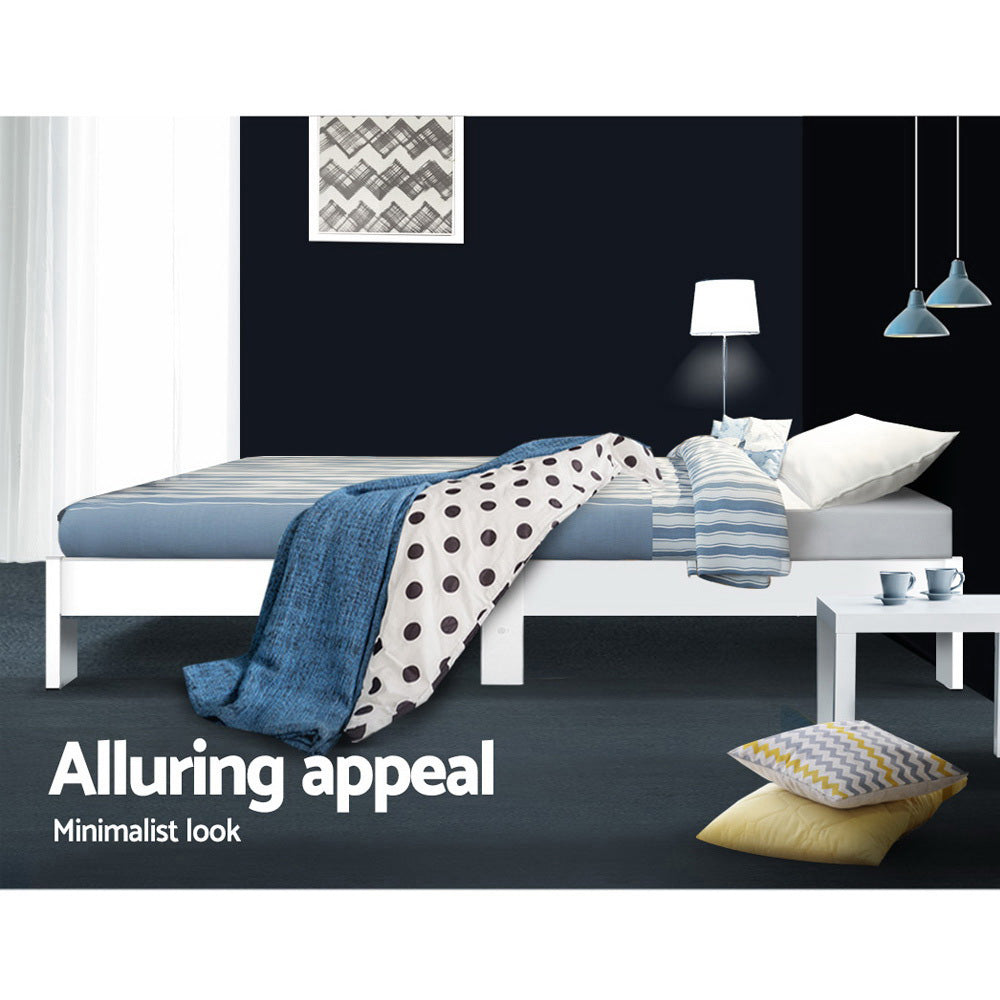 Single Size Bed Frame - Wood and White